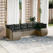 vidaXL 7 részes szürke polyrattan kerti ülőgarnitúra párnákkal kerti bútor