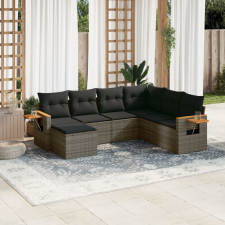 vidaXL 7 részes szürke polyrattan kerti ülőgarnitúra párnákkal kerti bútor