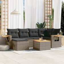 vidaXL 7 részes szürke polyrattan kerti ülőgarnitúra párnákkal kerti bútor