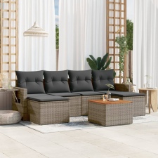 vidaXL 7 részes szürke polyrattan kerti ülőgarnitúra párnákkal kerti bútor