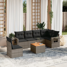 vidaXL 7 részes szürke polyrattan kerti ülőgarnitúra párnákkal kerti bútor