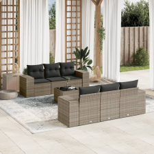 vidaXL 7 részes szürke polyrattan kerti ülőgarnitúra párnákkal kerti bútor
