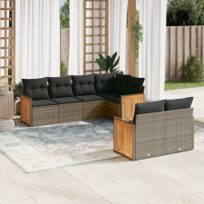 vidaXL 7 részes szürke polyrattan kerti ülőgarnitúra párnákkal kerti bútor