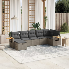 vidaXL 7 részes szürke polyrattan kerti ülőgarnitúra párnákkal kerti bútor