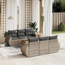 vidaXL 7 részes szürke polyrattan kerti ülőgarnitúra párnákkal kerti bútor