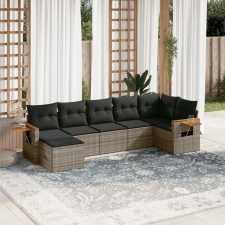 vidaXL 7 részes szürke polyrattan kerti ülőgarnitúra párnákkal kerti bútor
