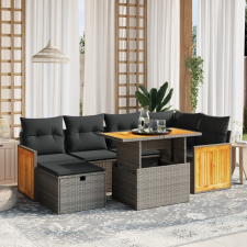 vidaXL 7 részes szürke polyrattan kerti ülőgarnitúra párnákkal kerti bútor