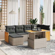 vidaXL 7 részes szürke polyrattan kerti ülőgarnitúra párnákkal kerti bútor