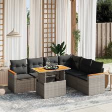 vidaXL 7 részes szürke polyrattan kerti ülőgarnitúra párnákkal kerti bútor