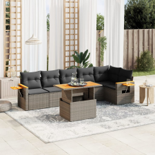 vidaXL 7 részes szürke polyrattan kerti ülőgarnitúra párnákkal kerti bútor