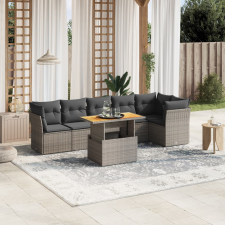 vidaXL 7 részes szürke polyrattan kerti ülőgarnitúra párnákkal kerti bútor