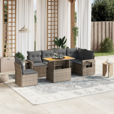 vidaXL 7 részes szürke polyrattan kerti ülőgarnitúra párnákkal kerti bútor