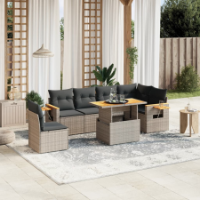vidaXL 7 részes szürke polyrattan kerti ülőgarnitúra párnákkal kerti bútor