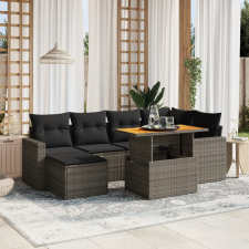 vidaXL 7 részes szürke polyrattan kerti ülőgarnitúra párnákkal kerti bútor