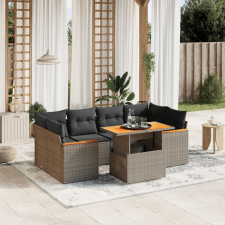 vidaXL 7 részes szürke polyrattan kerti ülőgarnitúra párnákkal kerti bútor