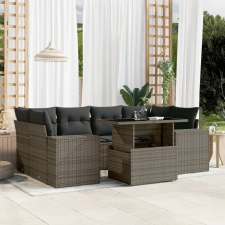vidaXL 7 részes szürke polyrattan kerti ülőgarnitúra párnákkal kerti bútor