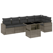 vidaXL 7 részes szürke polyrattan kerti ülőgarnitúra párnákkal kerti bútor
