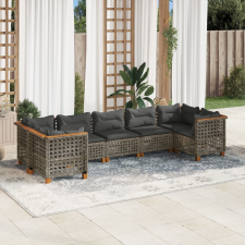 vidaXL 7 részes szürke polyrattan kerti ülőgarnitúra párnákkal kerti bútor