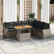 vidaXL 7 részes szürke polyrattan kerti ülőgarnitúra párnákkal kerti bútor