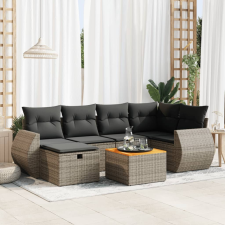 vidaXL 7 részes szürke polyrattan kerti ülőgarnitúra párnákkal kerti bútor