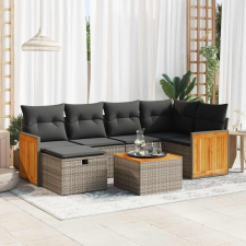 vidaXL 7 részes szürke polyrattan kerti ülőgarnitúra párnákkal kerti bútor