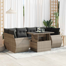 vidaXL 7 részes szürke polyrattan kerti ülőgarnitúra párnákkal kerti bútor