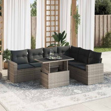 vidaXL 7 részes szürke polyrattan kerti ülőgarnitúra párnákkal kerti bútor