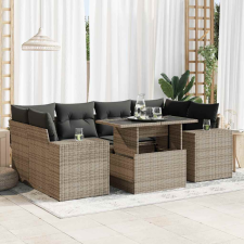 vidaXL 7 részes szürke polyrattan kerti ülőgarnitúra párnákkal kerti bútor