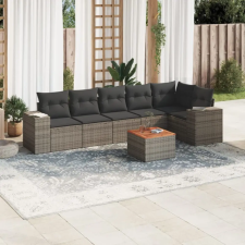vidaXL 7 részes szürke polyrattan kerti ülőgarnitúra párnákkal kerti bútor