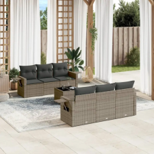 vidaXL 7 részes szürke polyrattan kerti ülőgarnitúra párnákkal kerti bútor