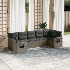 vidaXL 7 részes szürke polyrattan kerti ülőgarnitúra párnákkal kerti bútor