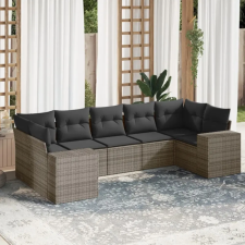vidaXL 7 részes szürke polyrattan kerti ülőgarnitúra párnákkal kerti bútor