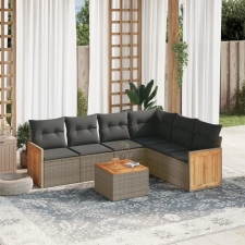 vidaXL 7 részes szürke polyrattan kerti ülőgarnitúra párnákkal kerti bútor