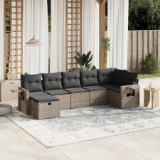 vidaXL 7 részes szürke polyrattan kerti ülőgarnitúra párnákkal kerti bútor