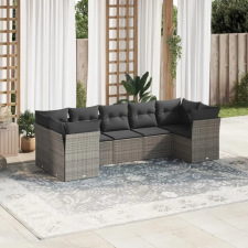 vidaXL 7 részes szürke polyrattan kerti ülőgarnitúra párnákkal kerti bútor