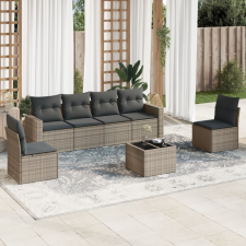 vidaXL 7 részes szürke polyrattan kerti ülőgarnitúra párnákkal kerti bútor