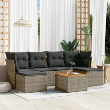 vidaXL 7 részes szürke polyrattan kerti ülőgarnitúra párnákkal kerti bútor