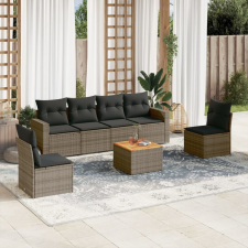 vidaXL 7 részes szürke polyrattan kerti ülőgarnitúra párnákkal kerti bútor