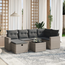vidaXL 7 részes szürke polyrattan kerti ülőgarnitúra párnákkal kerti bútor