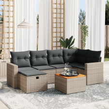 vidaXL 7 részes szürke polyrattan kerti ülőgarnitúra párnákkal kerti bútor