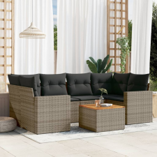 vidaXL 7 részes szürke polyrattan kerti ülőgarnitúra párnákkal kerti bútor