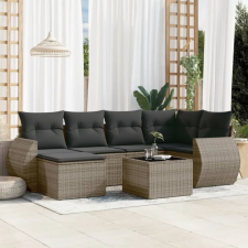 vidaXL 7 részes szürke polyrattan kerti ülőgarnitúra párnákkal kerti bútor