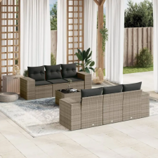 vidaXL 7 részes szürke polyrattan kerti ülőgarnitúra párnákkal kerti bútor