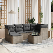 vidaXL 7 részes szürke polyrattan kerti ülőgarnitúra párnákkal kerti bútor