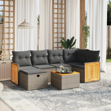 vidaXL 7 részes szürke polyrattan kerti ülőgarnitúra párnákkal kerti bútor