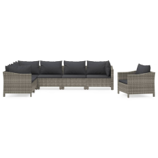 vidaXL 7 részes szürke polyrattan kerti ülőgarnitúra párnákkal (3187286) kerti bútor