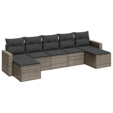 vidaXL 7 részes szürke polyrattan kerti ülőgarnitúra párnákkal (3219330) kerti bútor