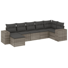 vidaXL 7 részes szürke polyrattan kerti ülőgarnitúra párnákkal (3222879) kerti bútor