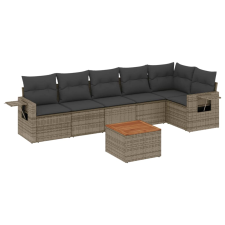 vidaXL 7 részes szürke polyrattan kerti ülőgarnitúra párnákkal (3224576) kerti bútor