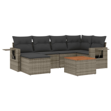vidaXL 7 részes szürke polyrattan kerti ülőgarnitúra párnákkal (3224667) kerti bútor